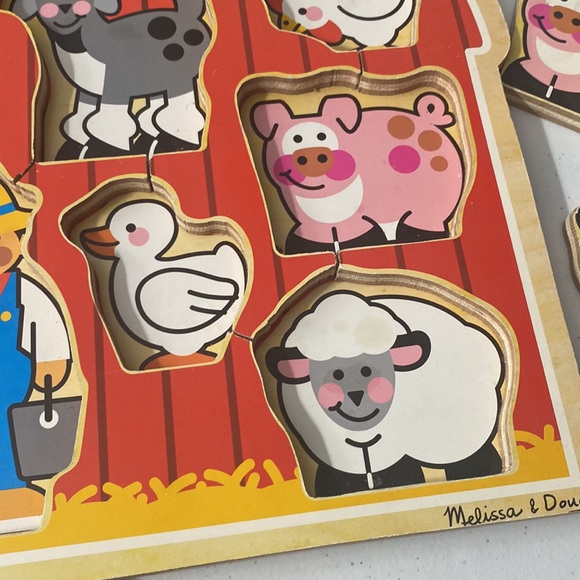 Melissa & Doug Jumbo Knob Children’s Wood Puzzle Farm Friend’s Ages 1+ - Picture 4 of 5